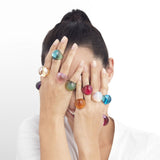 Lalique Cabochon Ring Fuchsia 7782300