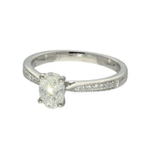 Platinum 0.70ct F VS2 Certificated Oval Cut Diamond Solitaire Ring with Diamond Shoulders