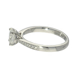 Platinum 0.70ct F VS2 Certificated Oval Cut Diamond Solitaire Ring with Diamond Shoulders