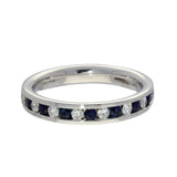9ct White Gold Sapphire & Diamond 3.5mm Half Eternity Ring