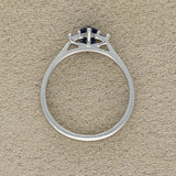 9ct White Gold Pear Shape 0.49ct Sapphire and Diamond 3 Stone Ring