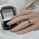 9ct White Gold Pear Shape 0.49ct Sapphire and Diamond 3 Stone Ring