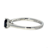 9ct White Gold Pear Shape 0.49ct Sapphire and Diamond 3 Stone Ring