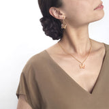 Lalique Butterfly Papillon Necklace, Peach Crystal & 18ct Gold Plated 10754000