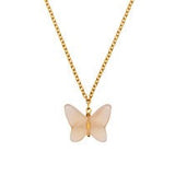 Lalique Butterfly Papillon Necklace, Peach Crystal & 18ct Gold Plated 10754000