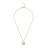 Lalique Butterfly Papillon Necklace, Peach Crystal & 18ct Gold Plated 10754000