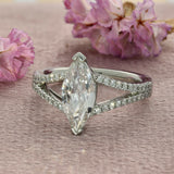 Platinum Certificated 1.50ct Marquise Diamond Solitaire Shoulders Ring