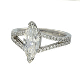 Platinum Certificated 1.50ct Marquise Diamond Solitaire Shoulders Ring