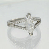 Platinum Certificated 1.50ct Marquise Diamond Solitaire Shoulders Ring
