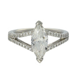 Platinum Certificated 1.50ct Marquise Diamond Solitaire Shoulders Ring