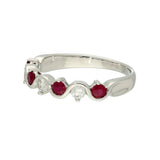 9ct White Gold Ruby and Diamond Half Eternity Wave Ring