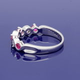 9ct White Gold Ruby and Diamond Half Eternity Wave Ring