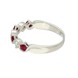 9ct White Gold Ruby and Diamond Half Eternity Wave Ring