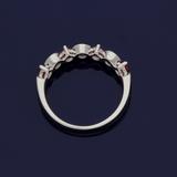 9ct White Gold Ruby and Diamond Half Eternity Wave Ring