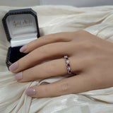 9ct White Gold Ruby and Diamond Half Eternity Wave Ring