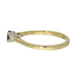 9ct Yellow Gold Dainty Oval Ruby and Diamond 3 Stone Ring