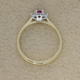 9ct Yellow Gold Dainty Oval Ruby and Diamond 3 Stone Ring