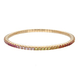 18ct Rose Gold 4.10ct Rainbow Sapphire Flexible Line Bracelet