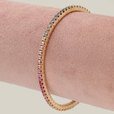 18ct Rose Gold 4.10ct Rainbow Sapphire Flexible Line Bracelet