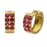 Pre-owned 18ct Yellow Gold Ruby Wide Hoop Earrings