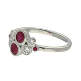 9ct White Gold Ruby and Diamond Bubble Cluster Ring