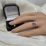 9ct White Gold Ruby and Diamond Bubble Cluster Ring