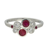 9ct White Gold Ruby and Diamond Bubble Cluster Ring