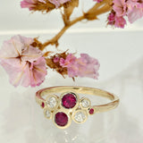 9ct Yellow Gold Ruby and Diamond Bubble Cluster Ring