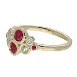 9ct Yellow Gold Ruby and Diamond Bubble Cluster Ring