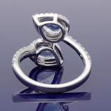 18ct White Gold Pear Cut Aquamarine & Diamond Toi et Moi Ring