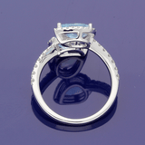 18ct White Gold Pear Cut Aquamarine & Diamond Toi et Moi Ring