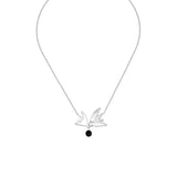 Lalique Hirondelles Duo Silver Necklace - Clear Crystal & Onyx 10627800