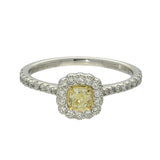 Platinum 0.30ct Natural Fancy Yellow VVS2 & White Diamond Halo Ring