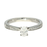 Platinum 0.30ct D VS1 Certificated Oval Cut Diamond Solitaire Ring with Diamond Shoulders