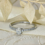 Platinum 0.30ct D VS1 Oval Cut Diamond Solitaire Ring With Claw Set Diamond Shoulders