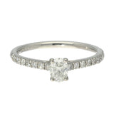 Platinum 0.30ct D VS1 Oval Cut Diamond Solitaire Ring With Claw Set Diamond Shoulders