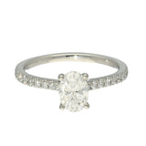 Platinum 0.80ct D VS1 Certificated Oval Cut Diamond Solitaire Ring with Diamond Shoulders