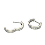 9ct White Gold Small 0.46ct Emerald Cut Diamond Hoop Earrings 11mm