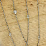 18ct White Gold 0.95ct Diamond 18" Yard Necklace Bezel Setting