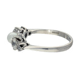 Vintage Palladium Old Cut Diamond & Pearl 5 Stone Ring