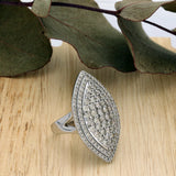 9ct White Gold 3.00ct Total Diamond Large Statement Marquise Shape Cluster Cocktail Ring