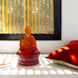 Lalique Small Buddha Sculpture Amber Crystal 10140300