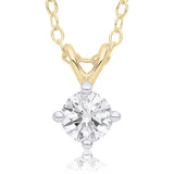 9ct Yellow Gold 0.25ct Diamond 4 Claw Solitaire Pendant Necklace