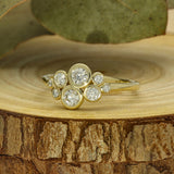 9ct Yellow Gold Diamond .50pts Total Diamond Rubover Set Bubble Ring