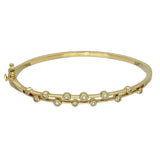 9ct Yellow Gold Bezel Set Diamond Bubble Bangle Bracelet