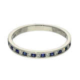 18ct White Gold Slim Sapphire & Diamond Channel Set Half Eternity Ring