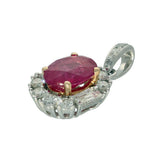 18ct White Gold Oval 0.96ct Ruby & Diamond Halo Pendant