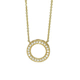 18ct Yellow Gold Small Circle Outline 0.15ct Diamond Necklace