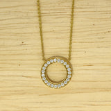 18ct Yellow Gold Small Circle Outline 0.15ct Diamond Necklace