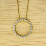 18ct Yellow Gold Medium Circle Outline 0.40ct Diamond Necklace